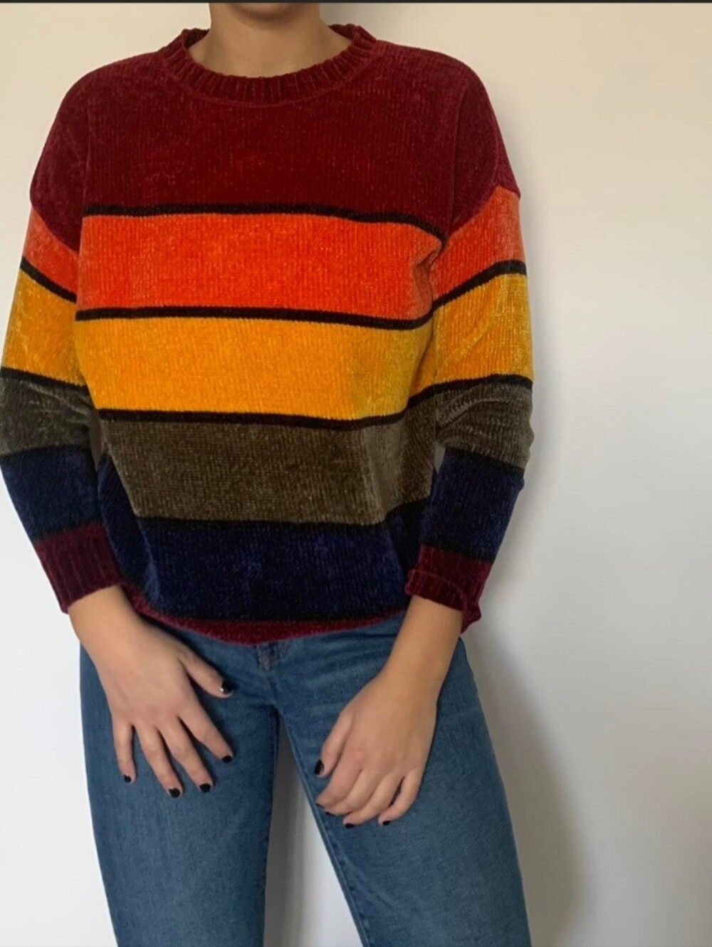 Forever 21 Rainbow Chenille Stripe Sweater